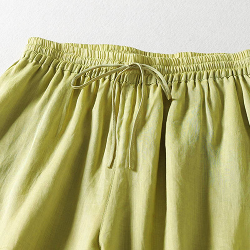 Buddha Stones Solid Color Lace-up Cotton Women's Wide Leg Pants - image 20