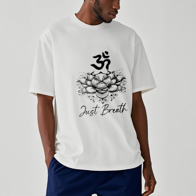 Buddha Stones Casual Om Symbol Lotus Flower Pattern Cotton Tee T-shirt - image 8