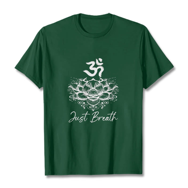 Buddha Stones Casual Om Symbol Lotus Flower Pattern Cotton Tee T-shirt - ForestGreen - 2XL - image 0
