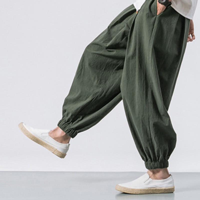 Buddha Stones Casual Sports Men's Solid Color Cotton Drawstring Pants With Pockets - image 19