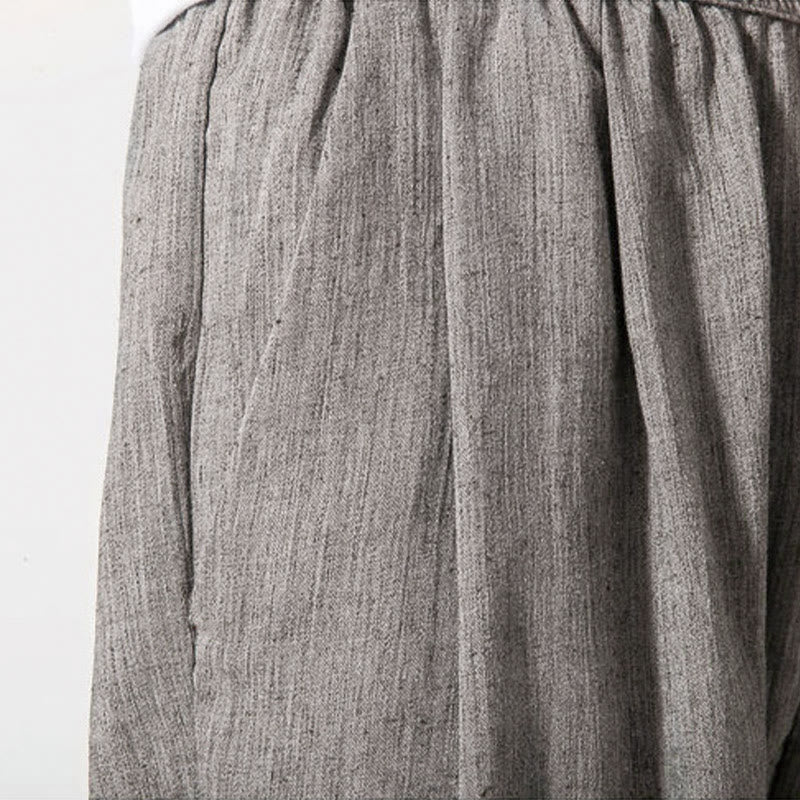 Buddha Stones Simple Drawstring Design Linen Men's Pants With Pockets - image 11