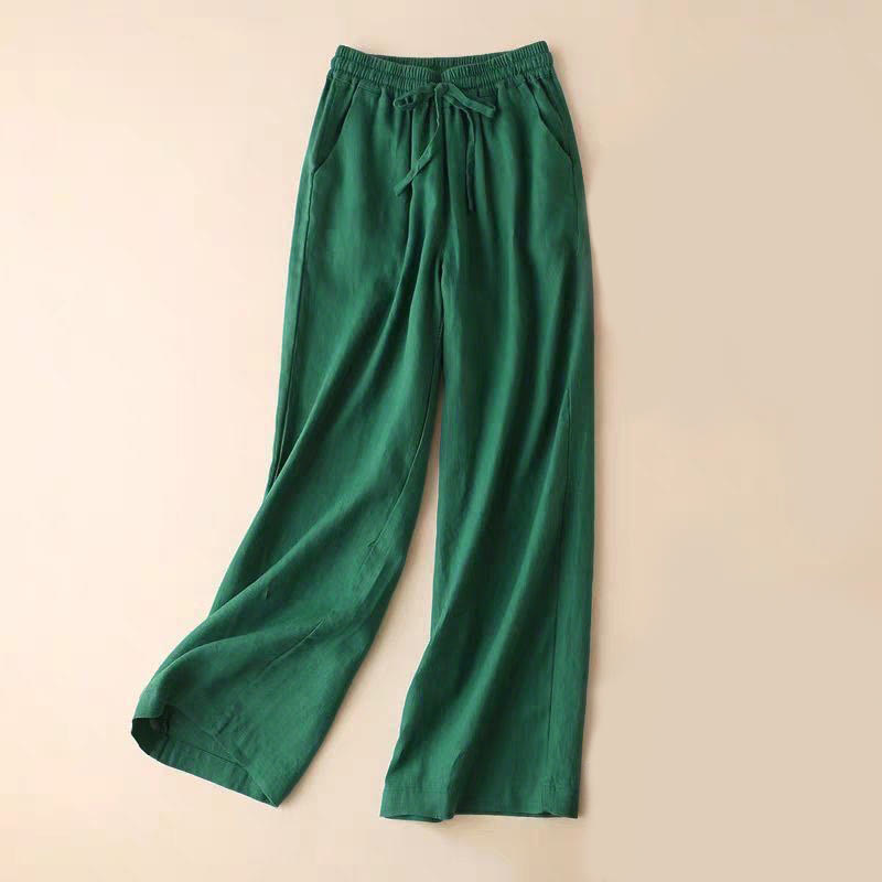Buddha Stones Casual High Waist Lace-up Wide Leg Pants With Pockets - MediumSeaGreen - US12,UK/AU16,EU44 (XL) - image 6