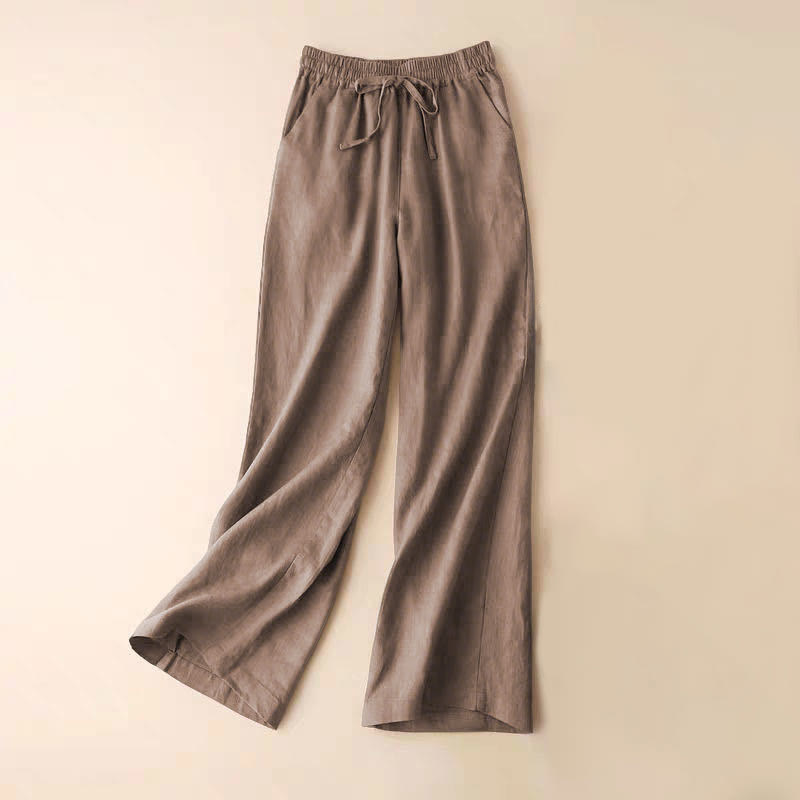 Buddha Stones Casual High Waist Lace-up Wide Leg Pants With Pockets - Tan - US12,UK/AU16,EU44 (XL) - image 27