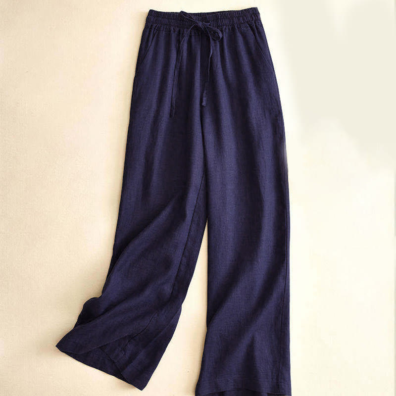 Buddha Stones Casual High Waist Lace-up Wide Leg Pants With Pockets - SteelBlue - US12,UK/AU16,EU44 (XL) - image 20
