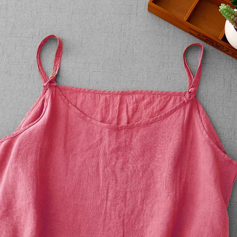 Buddha Stones Summer Plain Adjustable Strap Design Women's Cotton Linen Vest Waistcoat - image 29