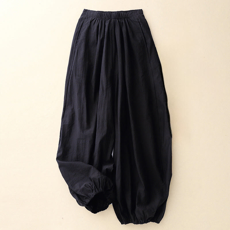 Buddha Stones Casual Simple Design Women's Cotton Harem Pants With Pockets - Black - US8-10,UK/AU12-14,EU40-42 (2XL) - image 1