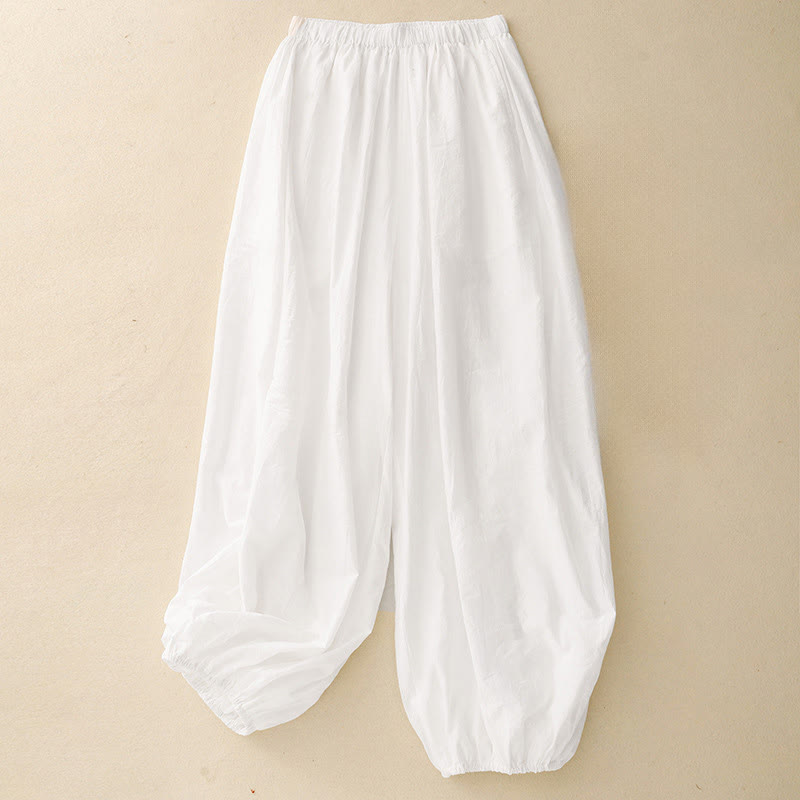 Buddha Stones Casual Simple Design Women's Cotton Harem Pants With Pockets - White - US8-10,UK/AU12-14,EU40-42 (2XL) - image 5