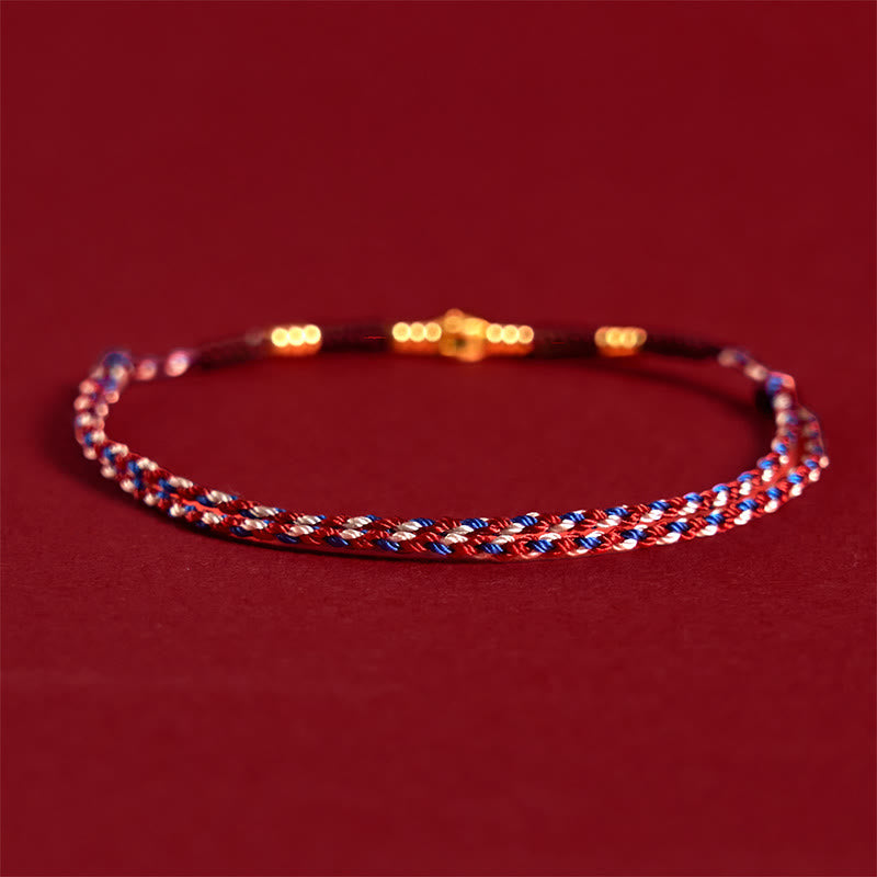 Buddha Stones Handmade Braided Red String Copper Coins Luck Bracelet - image 3