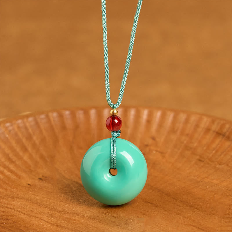 Buddha Stones Turquoise Peace Buckle Rope Balance Necklace Pendant - Turquoise - image 1