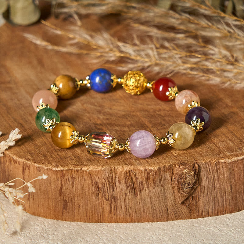 Buddha Stones Natural Dunhuang Colorful Beads Amethyst Lazurite Balance Bracelet - image 3
