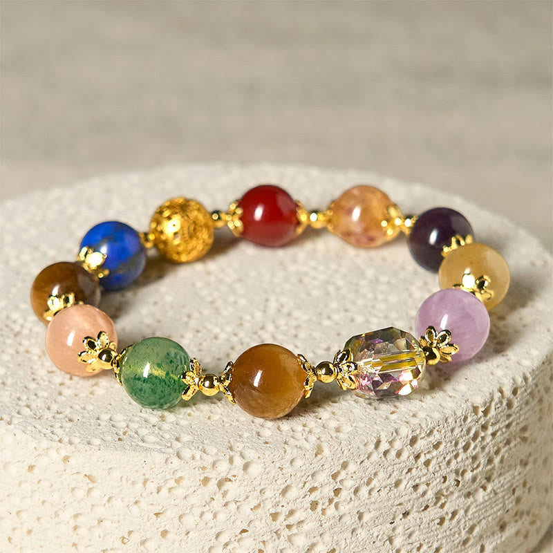 Buddha Stones Natural Dunhuang Colorful Beads Amethyst Lazurite Balance Bracelet - image 2