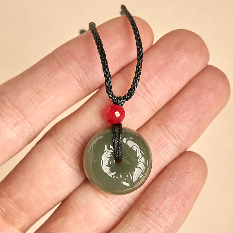 Buddha Stones "Wishing You Peace and Safety" Peace Buckle Jade Necklace Includes Gift Message Card - image 14