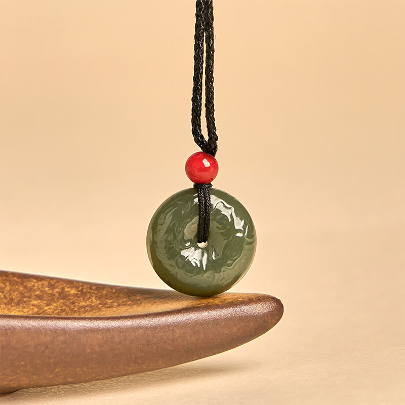 Buddha Stones "Wishing You Peace and Safety" Peace Buckle Jade Necklace Includes Gift Message Card - image 4