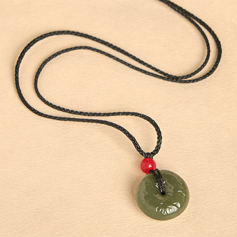 Buddha Stones "Wishing You Peace and Safety" Peace Buckle Jade Necklace Includes Gift Message Card - image 11