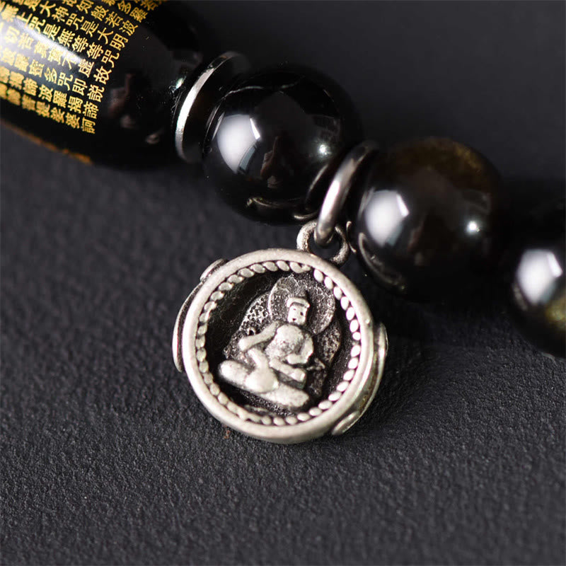 Buddha Stones Tibetan Green Sandalwood Gold Sheen Obsidian Balance Peace Double Wrap Bracelet - image 12