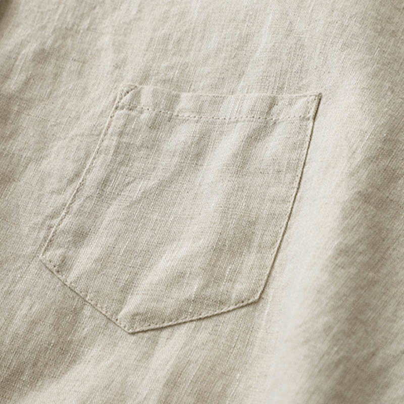 Buddha Stones Solid Color Button Three Quarter Sleeve Cotton Linen Shirt - image 7