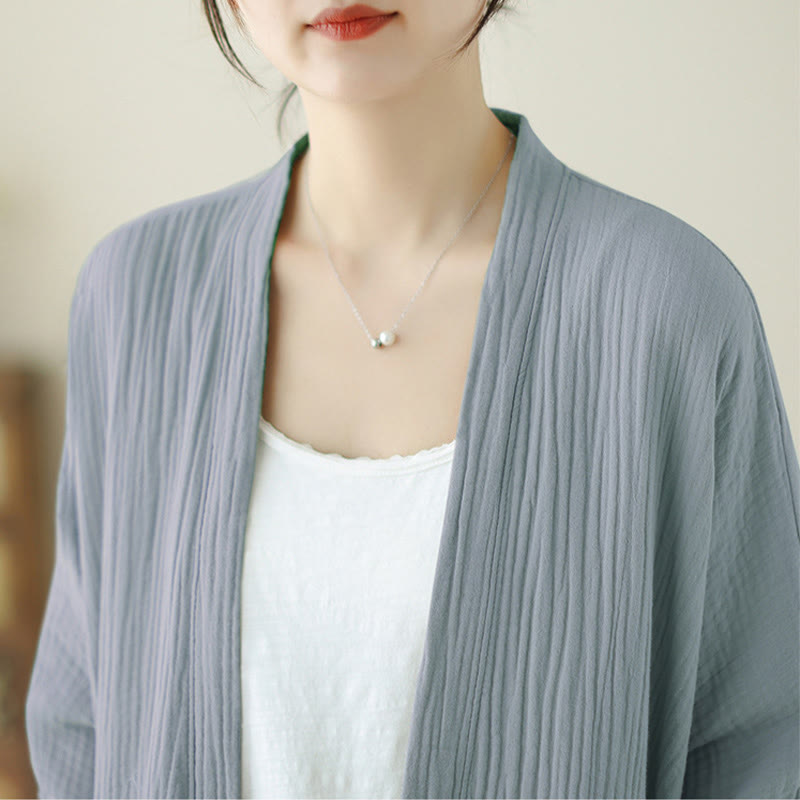 Buddha Stones Plain Long Sleeve Zen Meditation Cotton Linen Jacket With Pockets - image 22