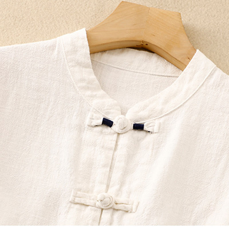 Buddha Stones Literary Artistic Chinese Knot Button Casual Cotton Linen Clothing - image 21