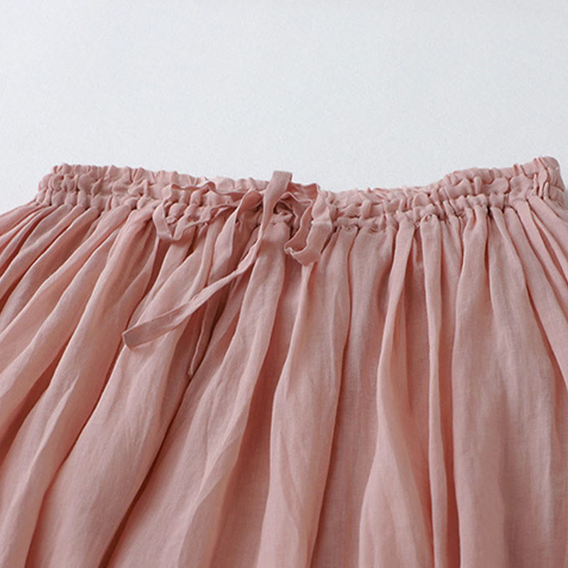 Buddha Stones Solid Lace Elastic Waist Cotton Women's Skirt - image 3