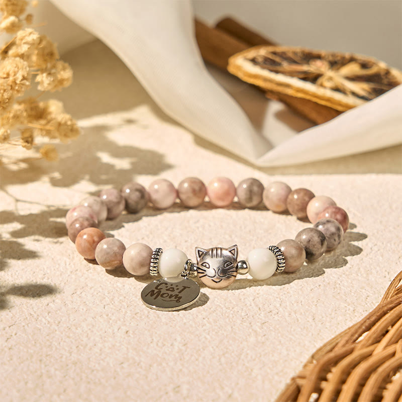 Buddha Stones Cat Head Design Zebra Jasper Protection Bracelet - image 4