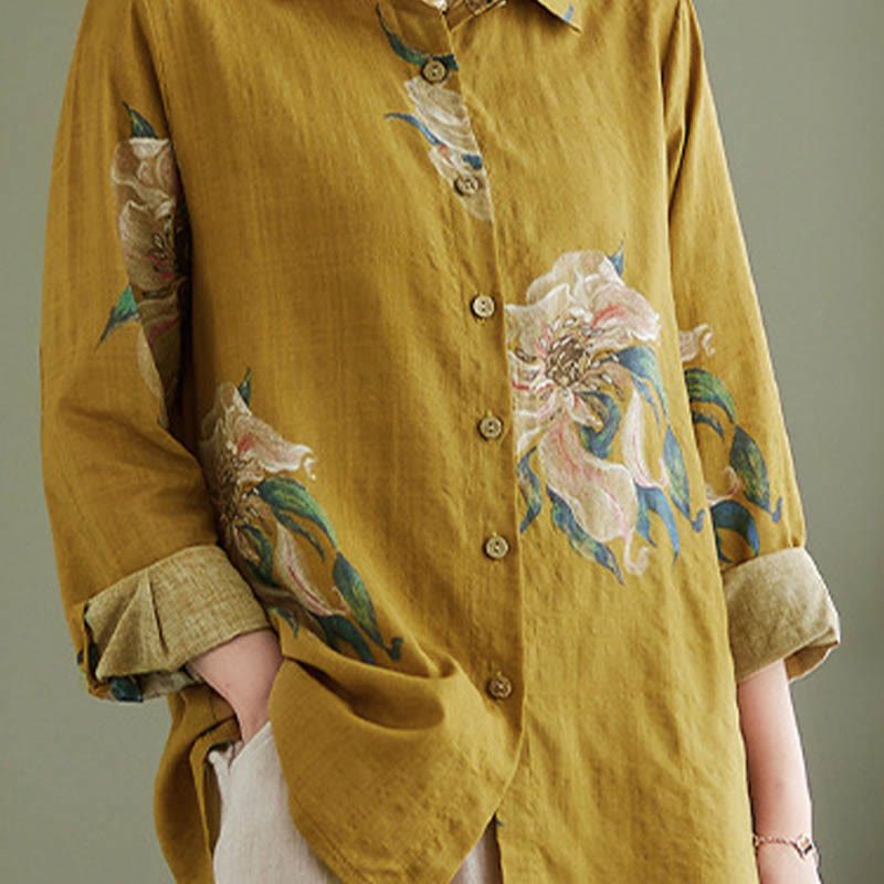 Buddha Stones Literary Artistic Flower Print Cotton Clothing - image 10