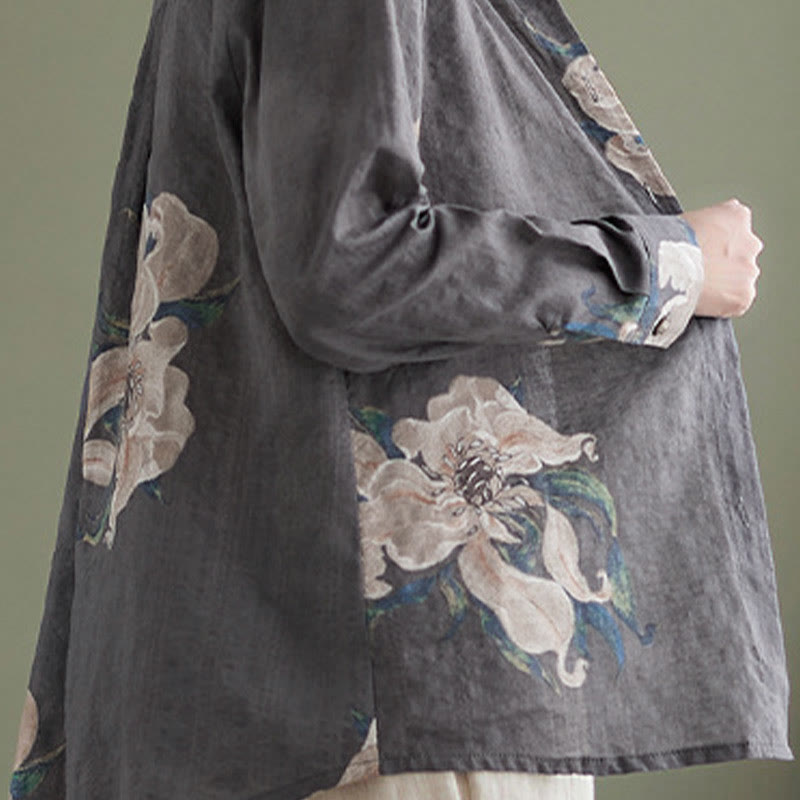 Buddha Stones Literary Artistic Flower Print Cotton Clothing - image 30