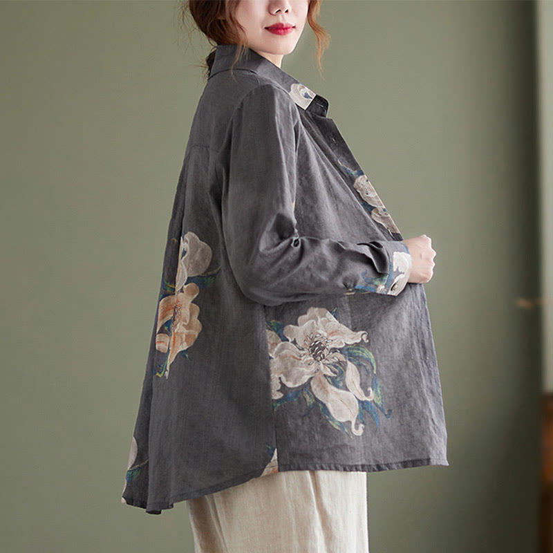 Buddha Stones Literary Artistic Flower Print Cotton Clothing - image 22
