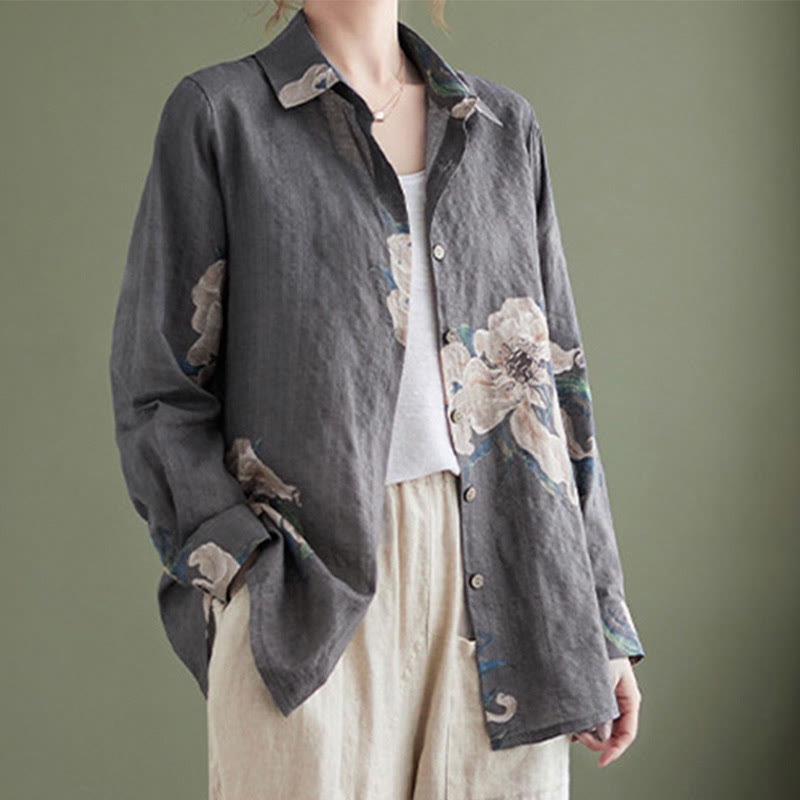 Buddha Stones Literary Artistic Flower Print Cotton Clothing - image 24