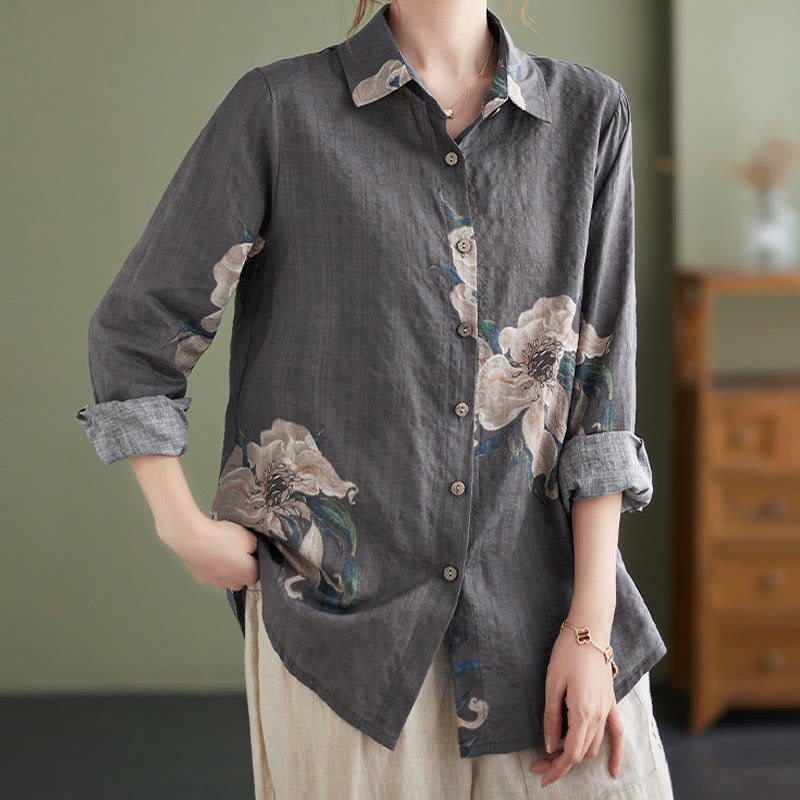 Buddha Stones Literary Artistic Flower Print Cotton Clothing - image 29