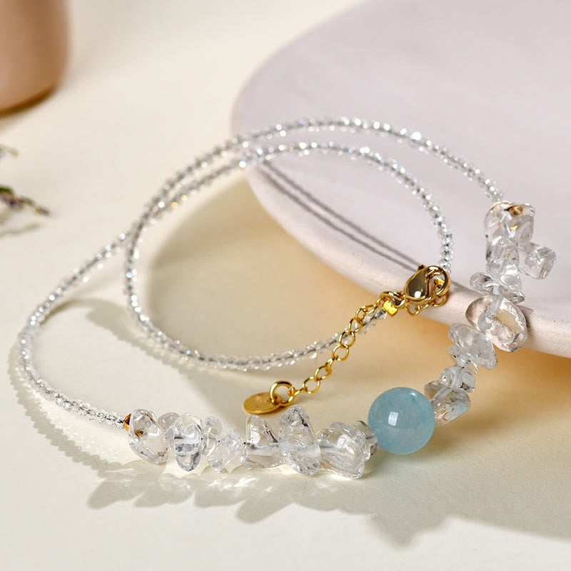 Buddha Stones Irregular White Crystal Aquamarine Bead Healing Necklace Pendant - image 9