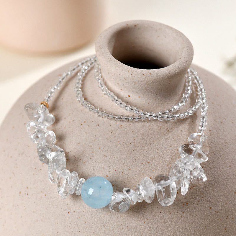 Buddha Stones Irregular White Crystal Aquamarine Bead Healing Necklace Pendant - image 2