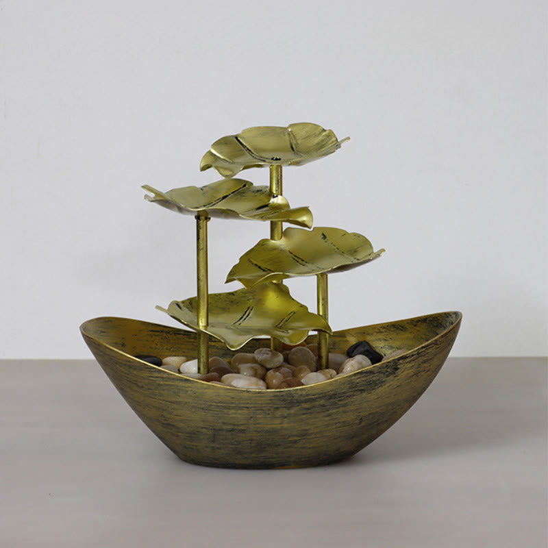 Buddha Stones Lotus Leaf Shaped Waterfall Fountain Tabletop Ornaments With LED Light Home Office Desktop Decoration - image 28