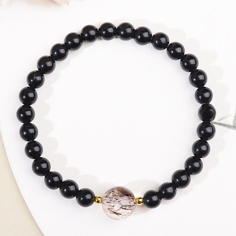 Buddha Stones Tiger Eye Black Obsidian Courage Beads Bracelet - image 8