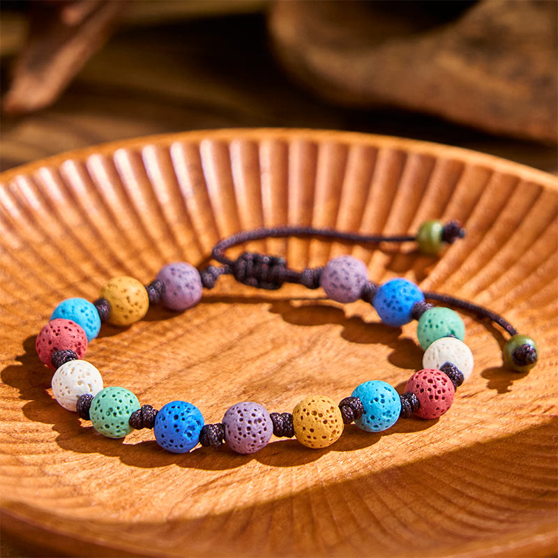 Buddha Stones Colorful Lava Rock Support Bracelet - image 3