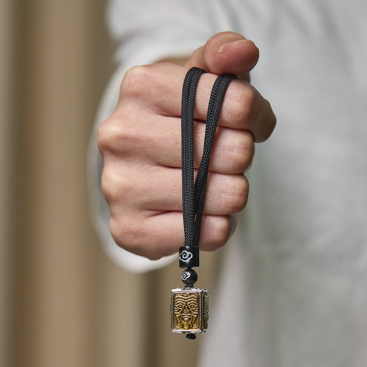 Buddha Stones Tibetan Zakiram Goddess Of Wealth Protection Rope Square Necklace Pendant - image 6