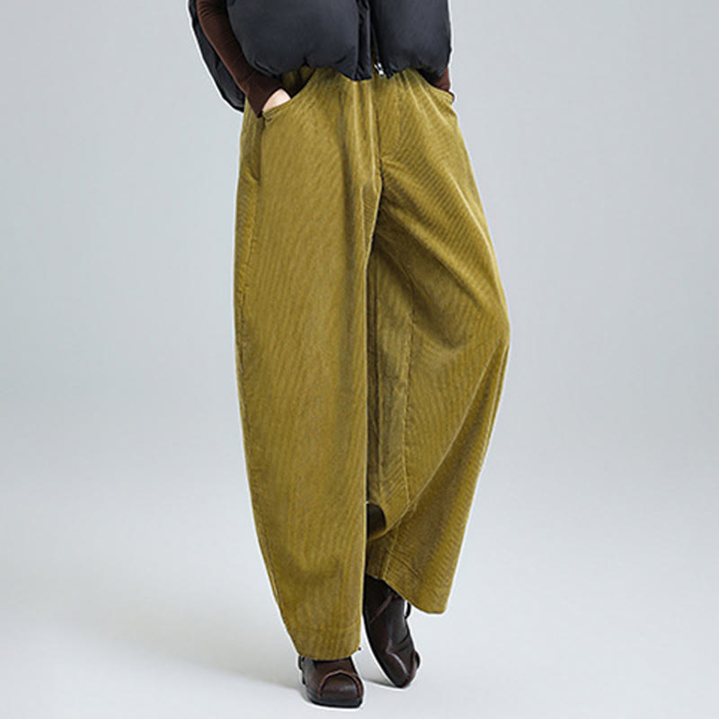 Buddha Stones Women's Fall Plain Ankle-Length Simple DesignCorduroy Cotton Pants With Pockets - image 13