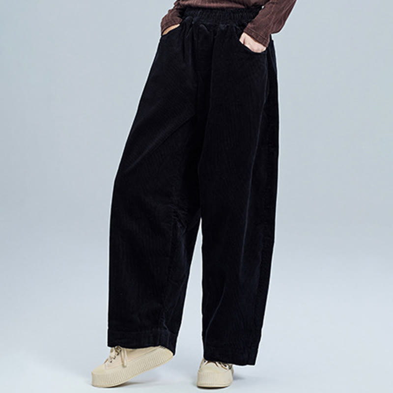 Buddha Stones Women's Fall Plain Ankle-Length Simple DesignCorduroy Cotton Pants With Pockets - image 7
