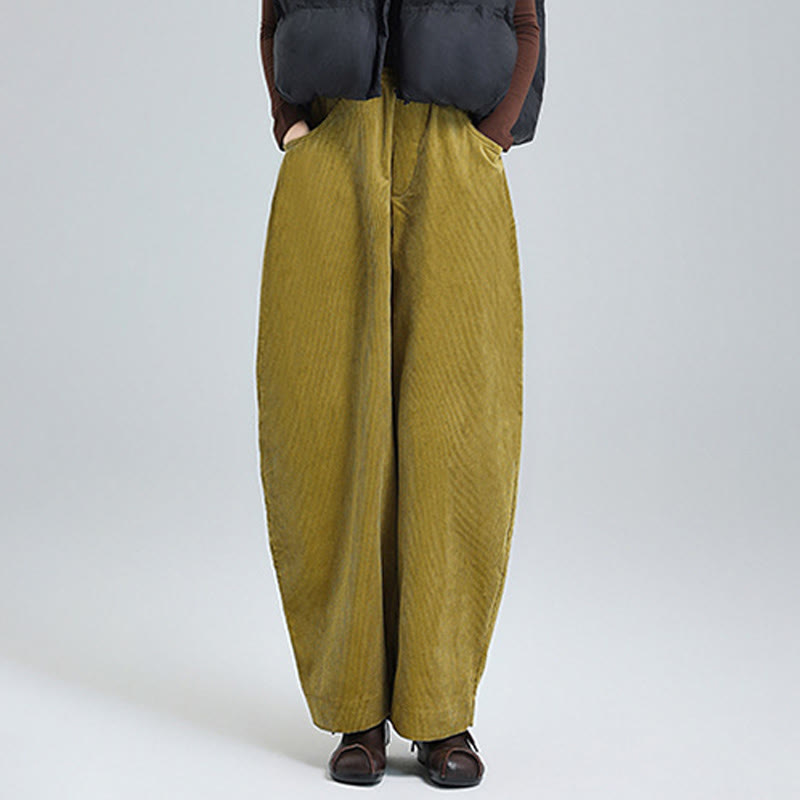 Buddha Stones Women's Fall Plain Ankle-Length Simple DesignCorduroy Cotton Pants With Pockets - image 12