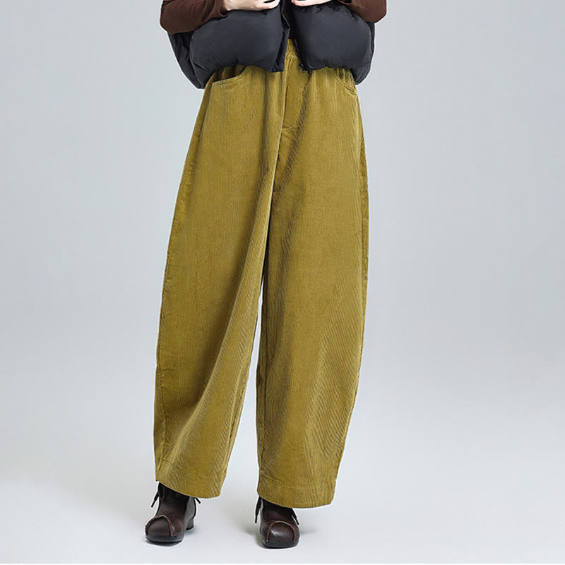 Buddha Stones Women's Fall Plain Ankle-Length Simple DesignCorduroy Cotton Pants With Pockets - image 11