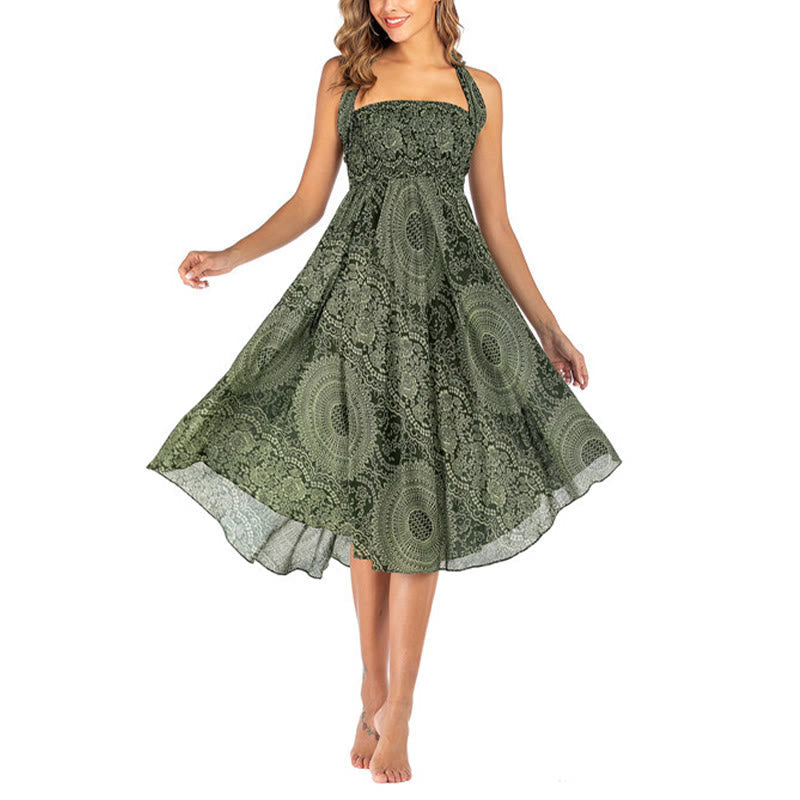 Buddha Stones Two Style Wear Boho Compass Rose Flower Skirt Dress - image 8
