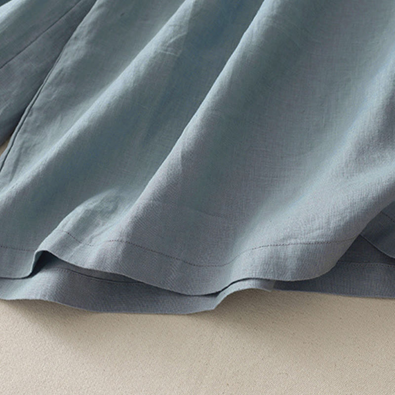 Buddha Stones Casual Plain Tucker Pleats Elastic Women's Polyester Wide Leg Pants With Pockets - image 19