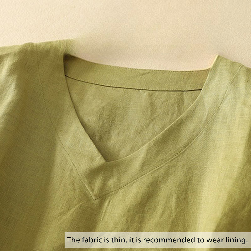 Buddha Stones Summer Casual Plain Women's V-neck Design Half Sleeve T-shirt - image 2