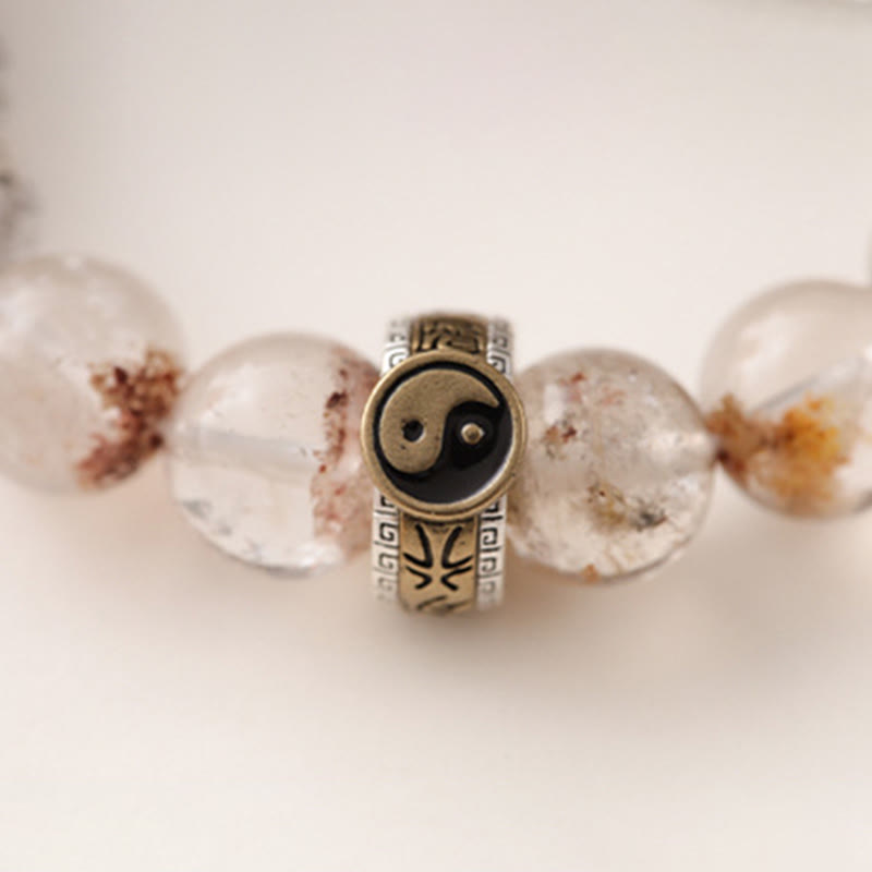 Buddha Stones Lightning Struck Wood Red Phantom Yin Yang Protection Bracelet - image 13