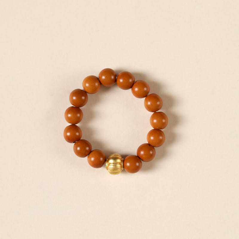 Buddha Stones Olive Pit Bead Copper Coin Inner Strength Ring - Lantern Pattern - 4mm - image 13