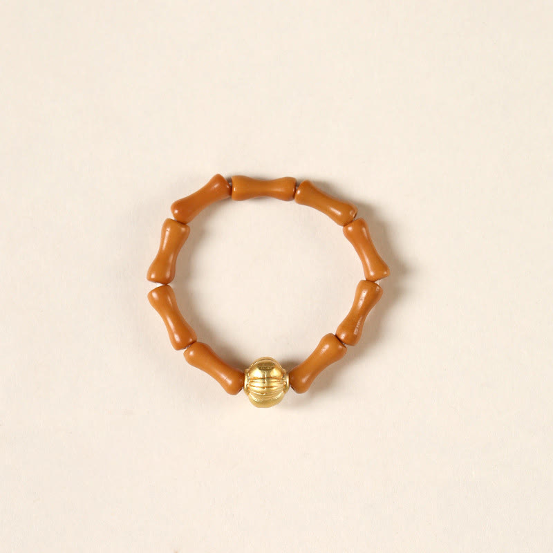 Buddha Stones Olive Pit Bead Copper Coin Inner Strength Ring - Lantern Pattern - 6mm - image 15