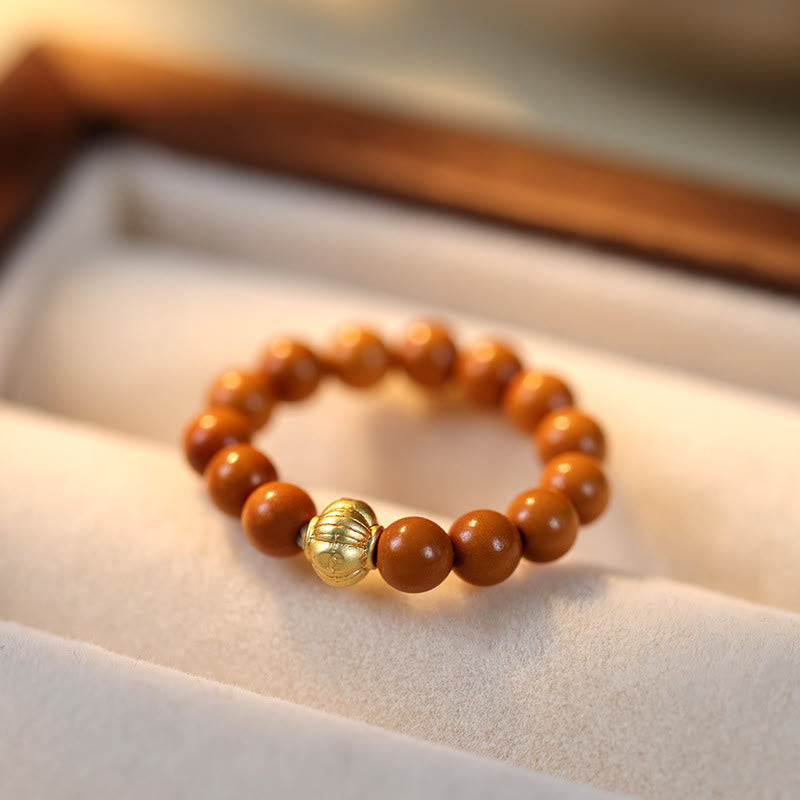 Buddha Stones Olive Pit Bead Copper Coin Inner Strength Ring - image 16