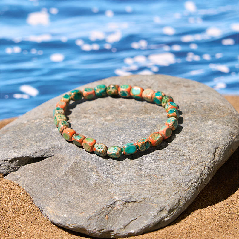 Buddha Stones Natural Colorful Emperor Stone Oval Square Beads Anti-stress Bracelet - image 1