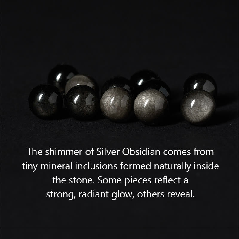 Buddha Stones Silver Sheen Obsidian Blue Tiger Eye Black Onyx Five Elements Protection Bracelet - image 6