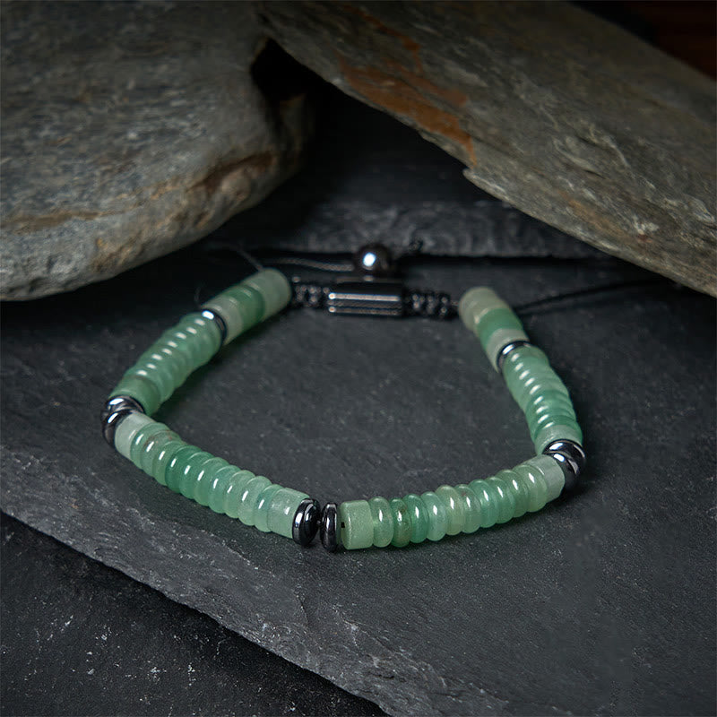 Buddha Stones Small Black Obsidian Green Aventurine Grey Jasper Tiger Eye Strength Rope Bracelet - image 14