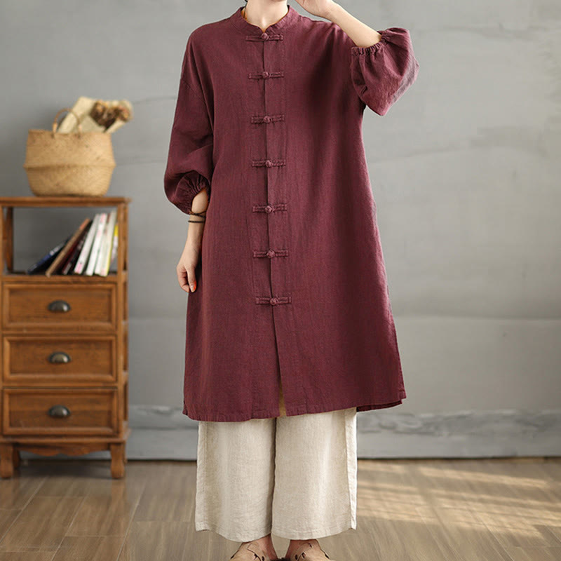Buddha Stones Casual Frog-button Women's Coat With Pockets - image 4
